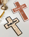Personalised Double Layers 3D Acrylic & Wooden Christening Cross, Custom Religious Name Sign Baptism Newborn Birthday, Wedding Memorial Gift