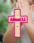 Personalised Double Layers 3D Acrylic & Wooden Christening Cross, Custom Religious Name Sign Baptism Newborn Birthday, Wedding Memorial Gift