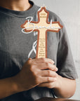 Personalised Double Layers 3D Acrylic & Wooden Christening Cross, Custom Religious Name Sign Baptism Newborn Birthday, Wedding Memorial Gift