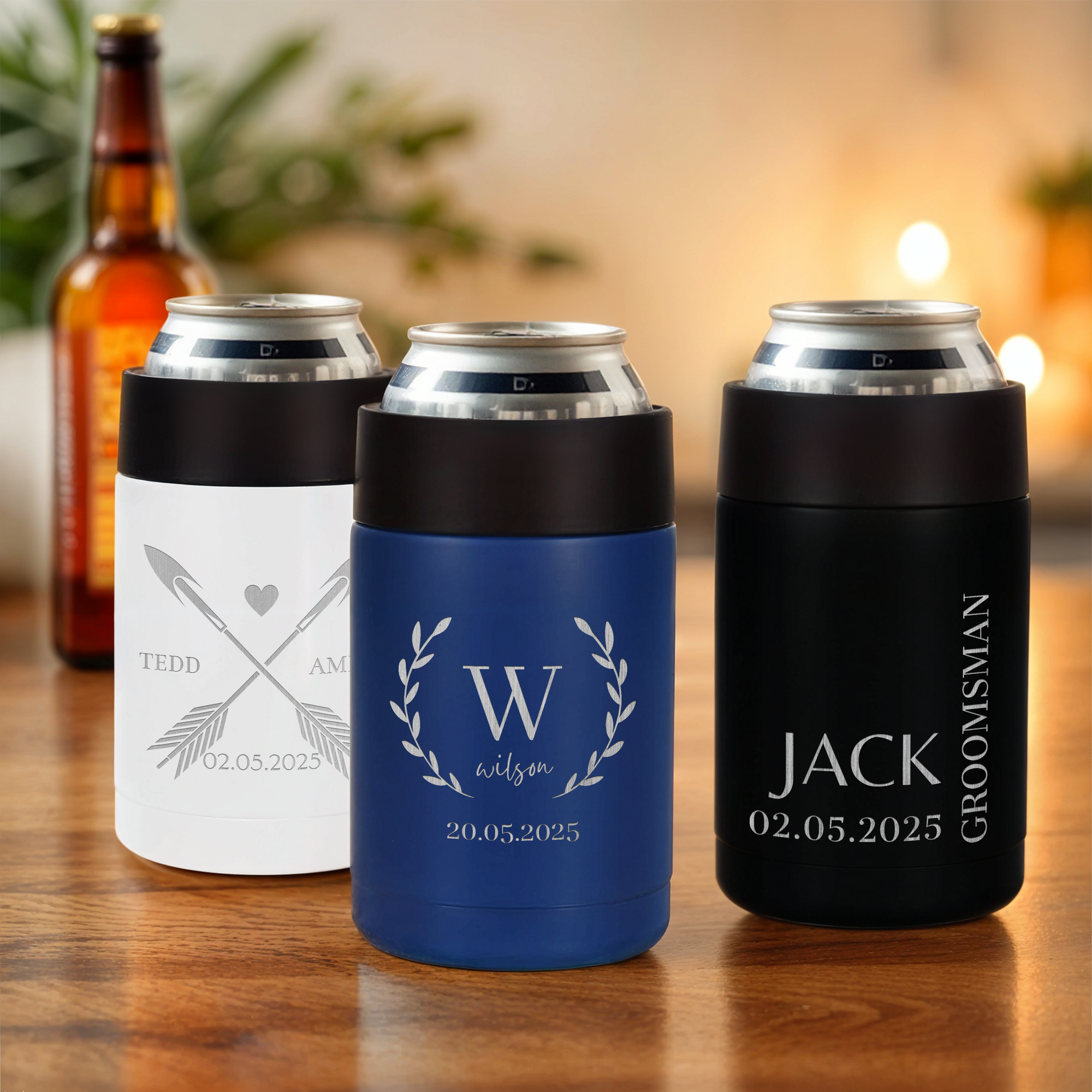 Personalised Double Wall Insulated Can Cooler, Custom Engraved Logo Stainless Steel Beer Bottle Stubby Holder, Dad Groomsmen, Corporate Gift