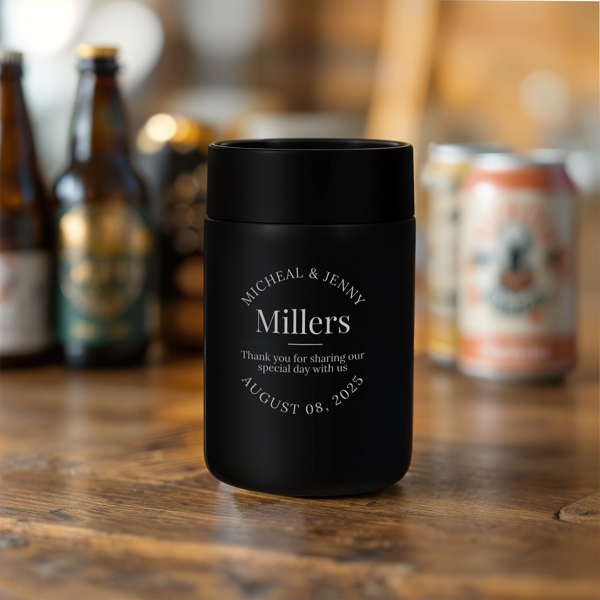 Personalised Double Wall Insulated Can Cooler, Custom Engraved Logo Stainless Steel Beer Bottle Stubby Holder, Dad Groomsmen, Corporate Gift
