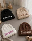 Personalised Embroidery Baby Knitted Beanie, Custom Name Newborn Toddler Winter Hat, Kid Infant Cap, First Birthday Shower, Christening Gift