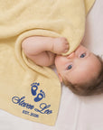 Personalised Embroidery Baby Knitted Blanket, Custom Kid Name Throw, First Birthday, Newborn Arrival, Shower Christening, Gender Reveal Gift