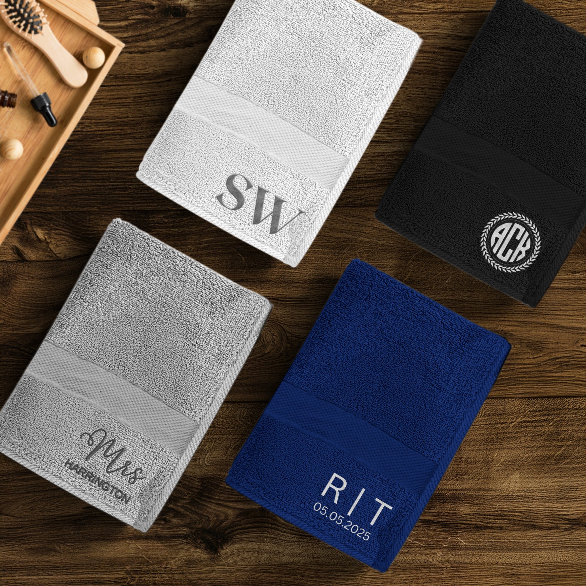 Personalised Embroidery Bath Towel, Custom Embroidered Name Logo Sport Club/ Hair Salon/ Spa Towels, Birthday, Housewarming, Corporate Gift