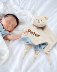 Personalised Embroidery Bear/ Bunny Comforter, Custom Baby Name Sleep Snuggle Kid Soft Toy Blanket, Toddler Christening Birthday Shower Gift