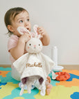 Personalised Embroidery Bear/ Bunny Comforter, Custom Baby Name Sleep Snuggle Kid Soft Toy Blanket, Toddler Christening Birthday Shower Gift