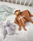 Personalised Embroidery Fleece Elephant/ Cow Comforter, Custom Baby Name Sleep Snuggle Kid Soft Toy Blanket, Newborn Birthday Shower Gift