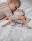 Personalised Embroidery Giraffe Comforter, Custom Baby Name Sleep Snuggle Kid Animal Soft Toy Blanket, Toddler Baptism, Birthday Shower Gift