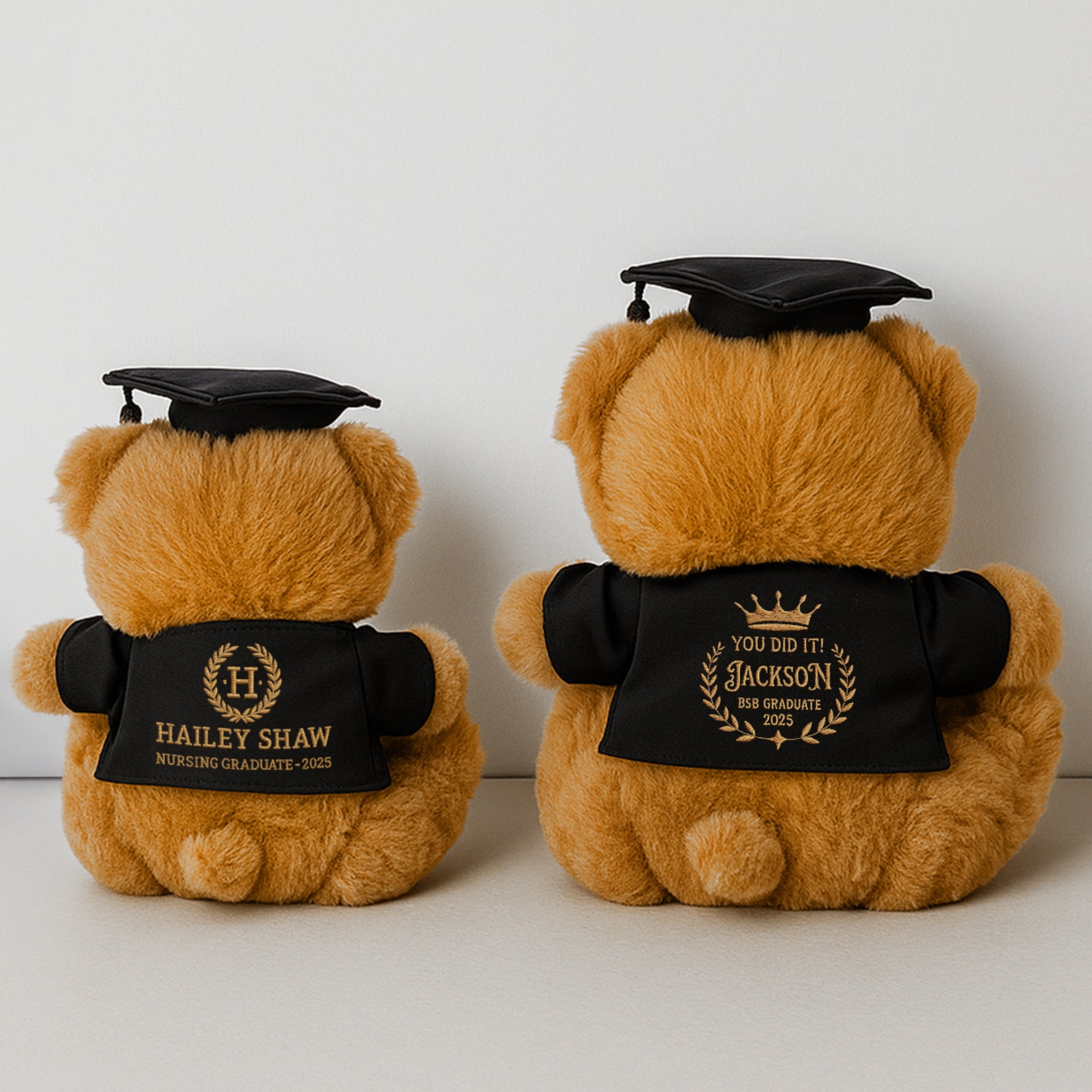 Personalised Embroidery Graduation Teddy, Custom Embroidered Cap & Gown Bear, Kid Preschool/ Year 6/ 12/ University Grad Plush Keepsake Gift