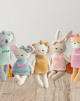 Personalised Embroidery Knitted Animal Plush Toy, Custom Embroidered Name Sleep Soft Baby Snuggle Friend, Toddler First Birthday Shower Gift
