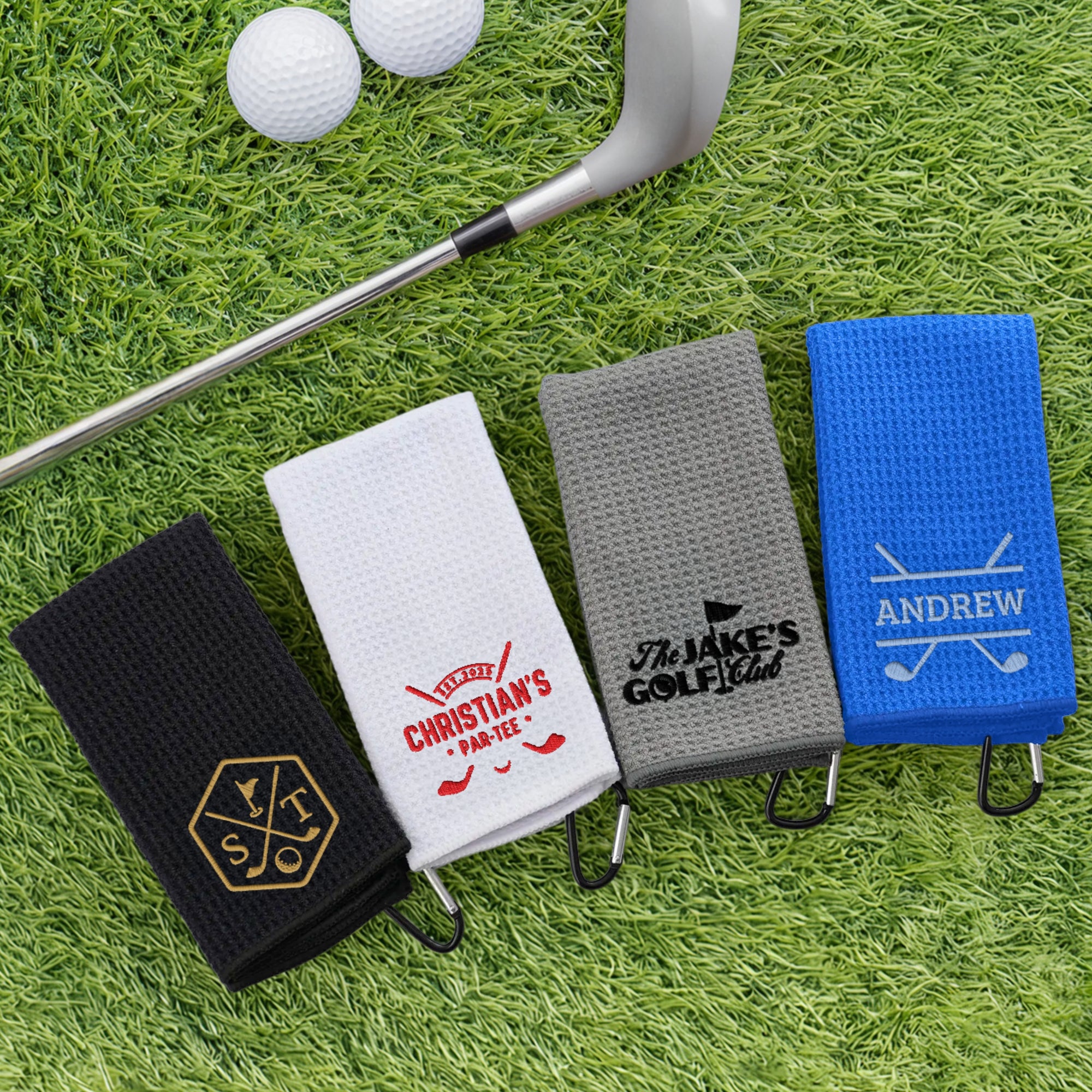 Personalised Embroidery Microfiber Golf Towel, Customised Name Logo Quick Dry Gym Waffle Towels, Sport, Workout, Golfer, Xmas Corporate Gift