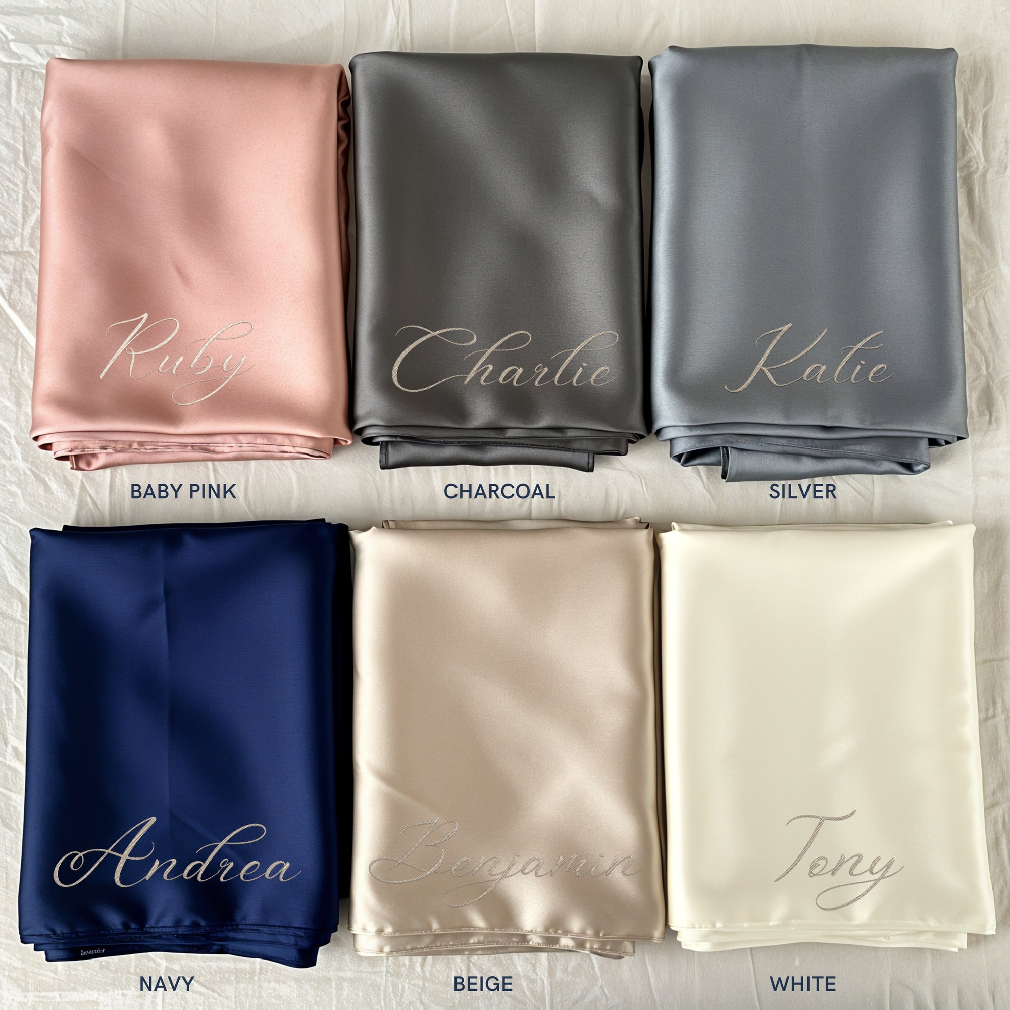 Personalised Embroidery Mulberry Pillowcase, Custom Embroidered Name Silk Skin Friendly/ Anti Frizz Hair Bedding, Birthday Housewarming Gift