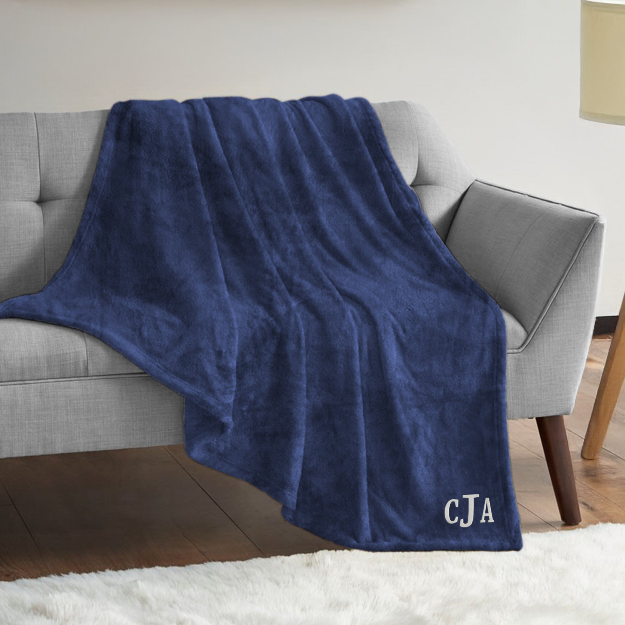 Personalised Embroidery Soft Throw, Custom Embroidered Name Logo Microplush Blanket, Birthday Housewarming, Wedding Anniversary, Mother Gift