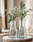 Personalised Etched Birth Flower Glass Carafe Vase, Home Wedding Decor, Bridesmaid Favor, Christening Housewarming Anniversary Birthday Gift