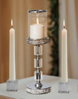 Personalised Engraved Metallic Silver Glass Unity Candles & Holders Set, Custom Wedding Ceremony Engagement Union, Baptism Anniversary Gift