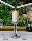 Personalised Engraved Metallic Silver Glass Unity Candles & Holders Set, Custom Wedding Ceremony Engagement Union, Baptism Anniversary Gift