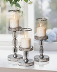Personalised Engraved Metallic Silver Glass Unity Candles & Holders Set, Custom Wedding Ceremony Engagement Union, Baptism Anniversary Gift