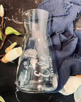 Personalised Etched Birth Flower Glass Carafe Vase, Home Wedding Decor, Bridesmaid Favor, Christening Housewarming Anniversary Birthday Gift