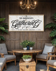 Personalised Family Name Gathering Farmhouse Sign Custom UV Print Wooden Frame Rustic Wall Decor Vintage Homestead Signage Housewarming Gift