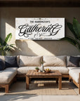 Personalised Family Name Gathering Farmhouse Sign Custom UV Print Wooden Frame Rustic Wall Decor Vintage Homestead Signage Housewarming Gift