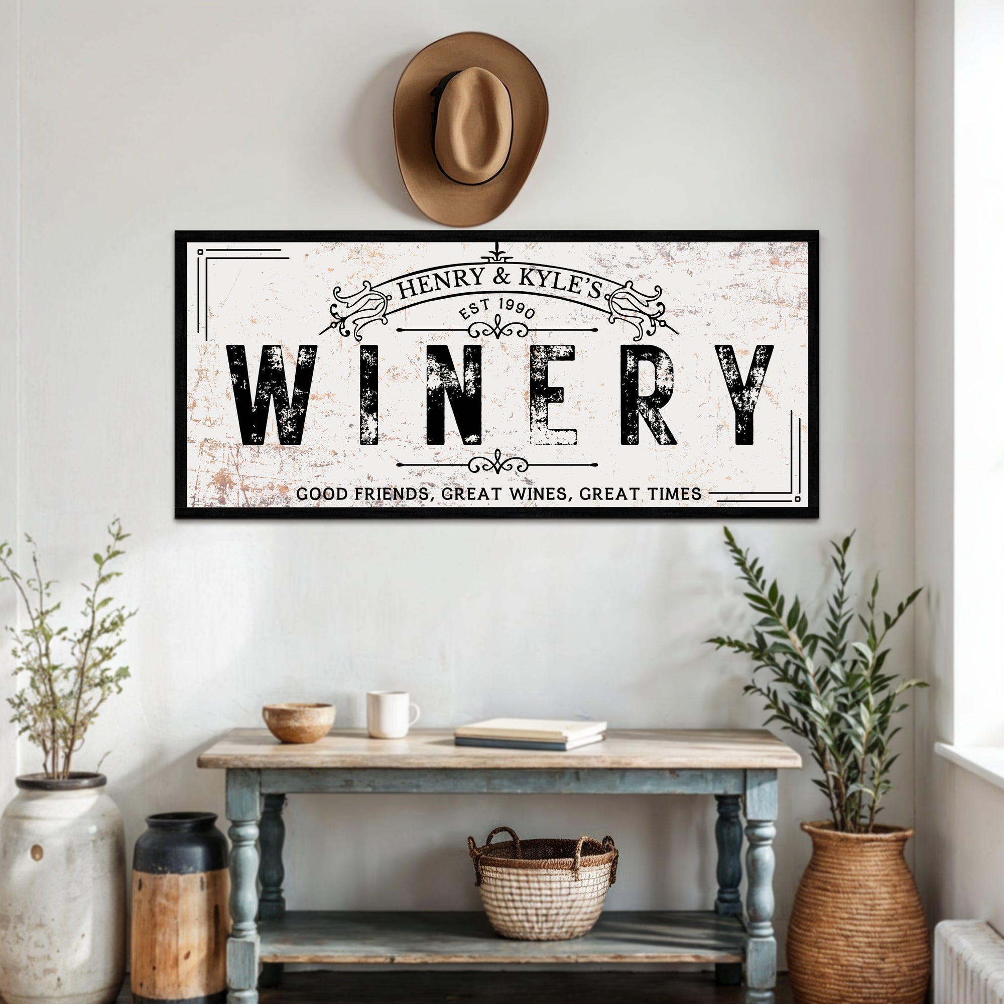 Personalised Family Name Home Bar Winery Farmhouse Sign, Custom UV Print Wooden Frame Rustic Wall Decor Homestead Signage, Housewarming Gift