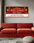 Personalised Family Name Home Cinema Pop Art Retro Sign, Custom Print Wood Frame Wall Decor Marquee Movie Theatre Signage, Housewarming Gift