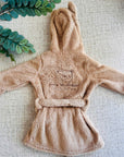 Personalised Fluffy Teddy Kid Bathrobe, Custom Name Embroidered Baby Dressing Gown Bear Ear Hooded Baby Robe, Christening Birthday Xmas Gift