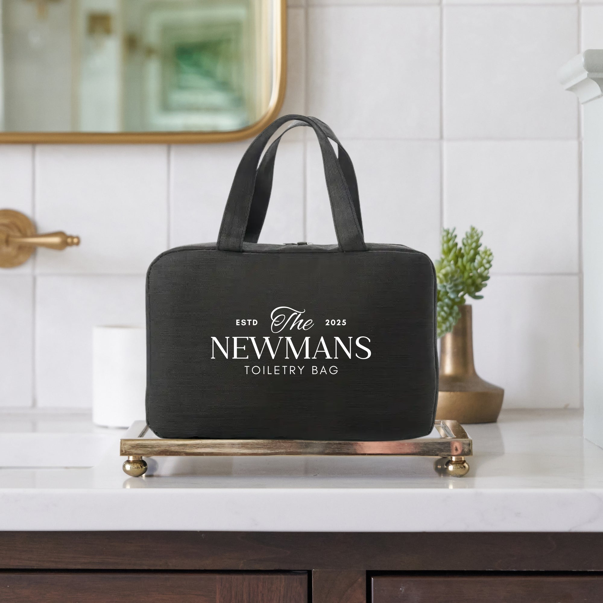 Personalised Foldable Hanging Travel Toiletry Bag, Custom Print Logo Makeup Organiser Cosmetic Storage, Carry Shower Case Him Groomsman Gift