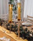 Personalised Engraved Gold Glass Candle Holders Set, Custom Wedding Ceremony Engagement, Party Decor, Christening Baptism Anniversary Gift
