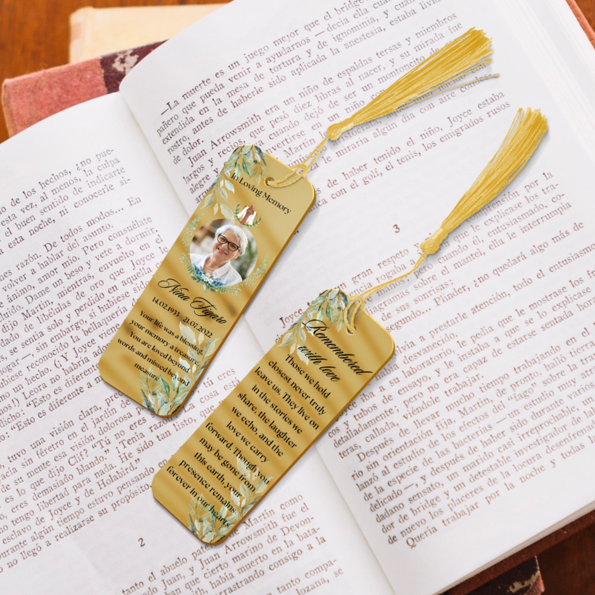 Personalised Photo & Name Acrylic Memorial Bookmark & Tassel, Custom Print Book Card, In Loving Memory Reading Tag, Book Lover Sympathy Gift