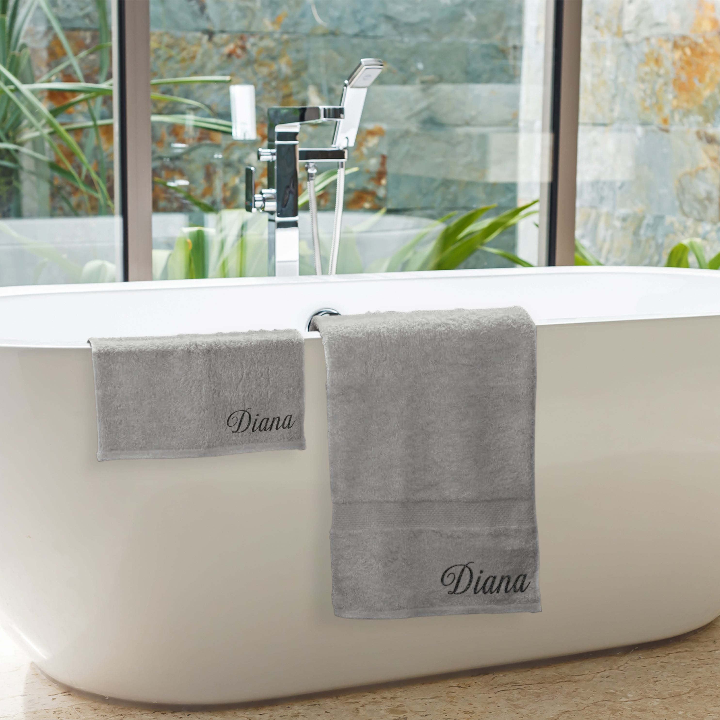 Personalised Embroidery Face Washer Bath Towel Set, Custom