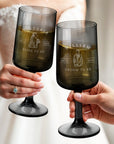 Personalised Grey Wine Glass, Custom Engraved Monogram Beverage Glassware, Logo Barware, Housewarming Birthday Corporate Gift, Wedding Favor