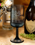 Personalised Grey Wine Glass, Custom Engraved Monogram Beverage Glassware, Logo Barware, Housewarming Birthday Corporate Gift, Wedding Favor