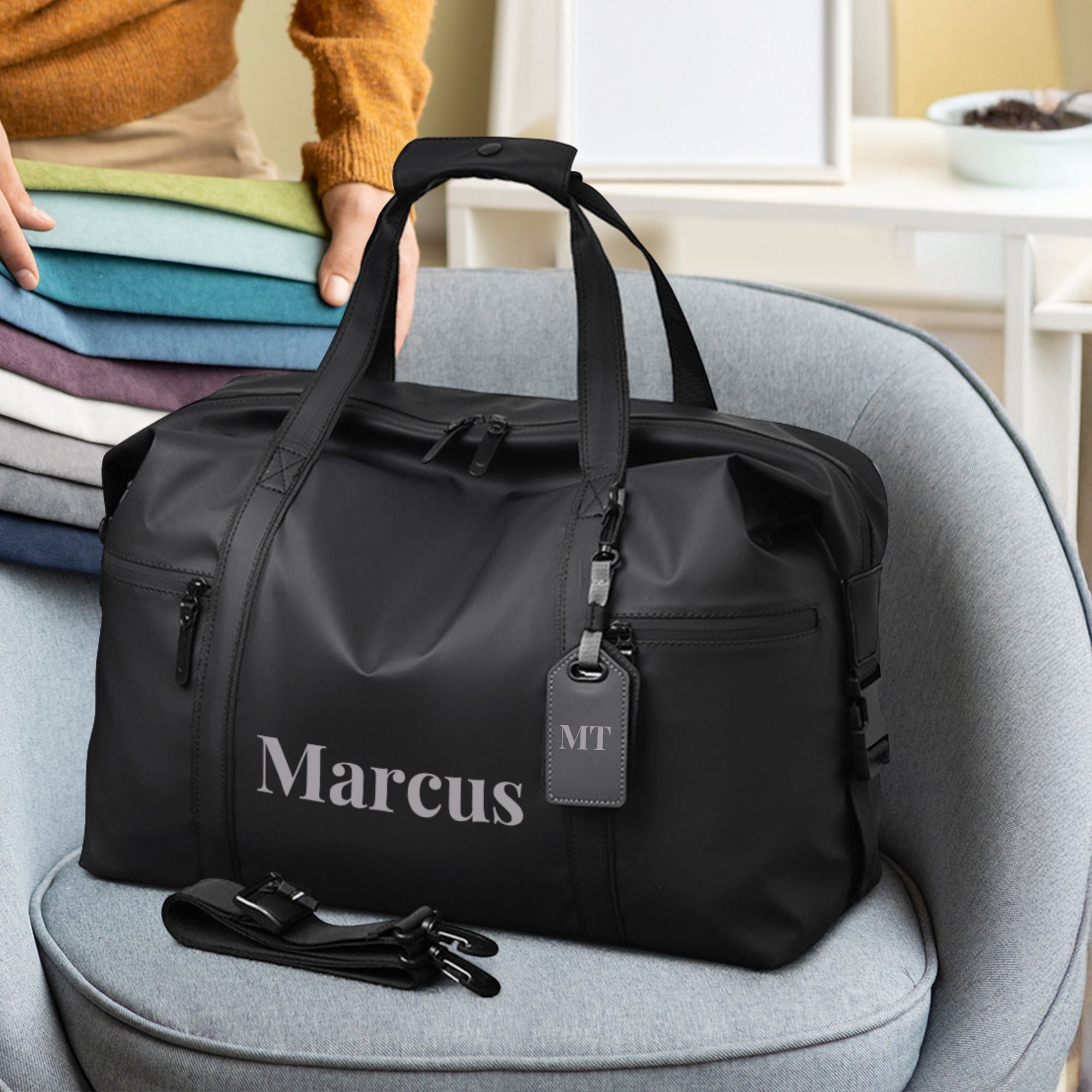 Personalised Gym Duffle Bag, Custom Print Travel/ Sport/ Fitness Light Waterproof Carry On Weekender Storage Barrel Bag, Groomsmen, Dad Gift