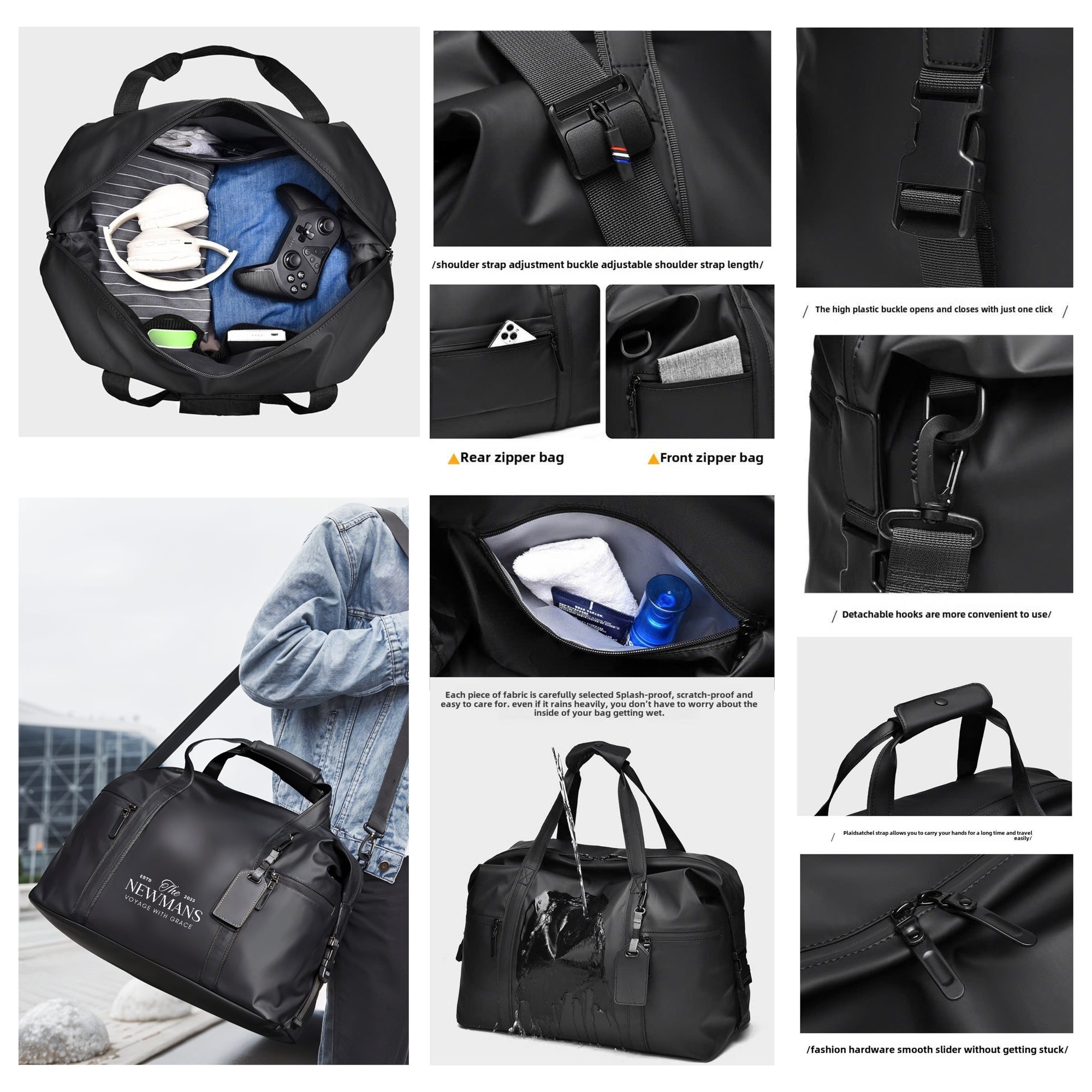 Personalised Gym Duffle Bag, Custom Print Travel/ Sport/ Fitness Lightweight Waterproof Large Carry On Overnight Barrel Luggage Storage Bag