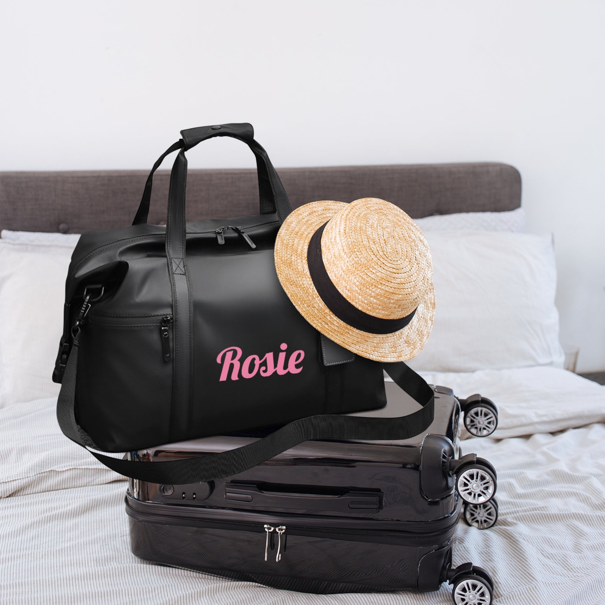 Personalised Gym Duffle Bag, Custom Print Travel/ Sport/ Fitness Lightweight Waterproof Large Carry On Overnight Barrel Luggage Storage Bag