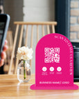 Personalised Acrylic Arch QR Code Review Us Business Sign, Custom UV Print Mirror Spa, Beauty Salon, Cafe Retail Reception Display Signage