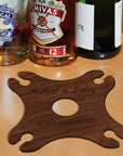 Personalised 4 Stem Glasses & Wine Holder Set, Laser Cut Wooden Bottle Caddy/ Custom Engraved Butler, Barware Anniversary, Housewarming Gift