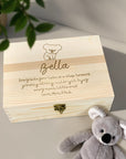 Personalised Kid's Cutlery 4 Piece & Wooden Gifted Box Set, Custom Engraved Children Name Utensils, First Birthday, Christening Baptism Gift