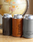 Personalised Leatherette Insulated Beer Can Stubby Holder, Custom Engraved Name Logo Bottle Cooler Sleeve, Father Gift , Groomsmen Proposal