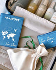 Personalised Leather Passport Cover Holder & Travel Luggage Tag Set, Custom Printed Couple Honeymoon Anniversary, Christmas, Bridesmaid Gift