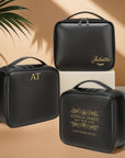 Personalised Leatherette Cosmetic Case Custom Print Makeup Toiletry Bag Storage Carry Travel Vanity Zip Bag Wedding Bridesmaid Proposal Gift