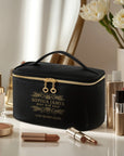 Personalised Leatherette Makeup Toiletry Bag, Custom Print Logo Cosmetic Storage Zip Bag, Carry Travel Vanity Case, Bridesmaid Birthday Gift