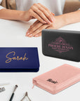 Personalised Leatherette Unisex Travel Manicure Custom UV Print Logo Portable Nail Grooming Set, Personal Tools Storage Case Bridesmaid Gift