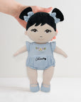Personalised Embroidery Plush First Baby Doll, Custom Embroidered Name Sleep Soft Little Baby Toy Girl Christening Birthday Shower Xmas Gift