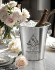 Personalised Matt Steel Champagne Ice Bucket, Custom Engraved Logo Wine/ Beverage Tub, Housewarming, Wedding, Engagement, Xmas Barware Gift