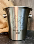 Personalised Matt Stainless Steel Champagne Ice Bucket, Custom Engraved Wine/ Beverage Tub, Housewarming, Wedding, Engagement, Xmas Barware Gift