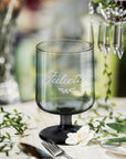 Personalised Grey Wine Glass, Custom Engraved Monogram Beverage Glassware, Logo Barware, Housewarming Birthday Corporate Gift, Wedding Favor