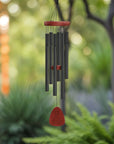 Personalised Memorial Aluminium & Wooden Wind Chimes, Custom Logo Engraved In Loving Memory, Funeral Loss Sympathy Remembrance Keepsake Gift