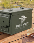 Personalised Military Whiskey Ammo Can Gift Box - Star Base Decanter, 1 Glass & 6 Ice Stones Set, Etched Army Barware Groomsman Dad Gift Set